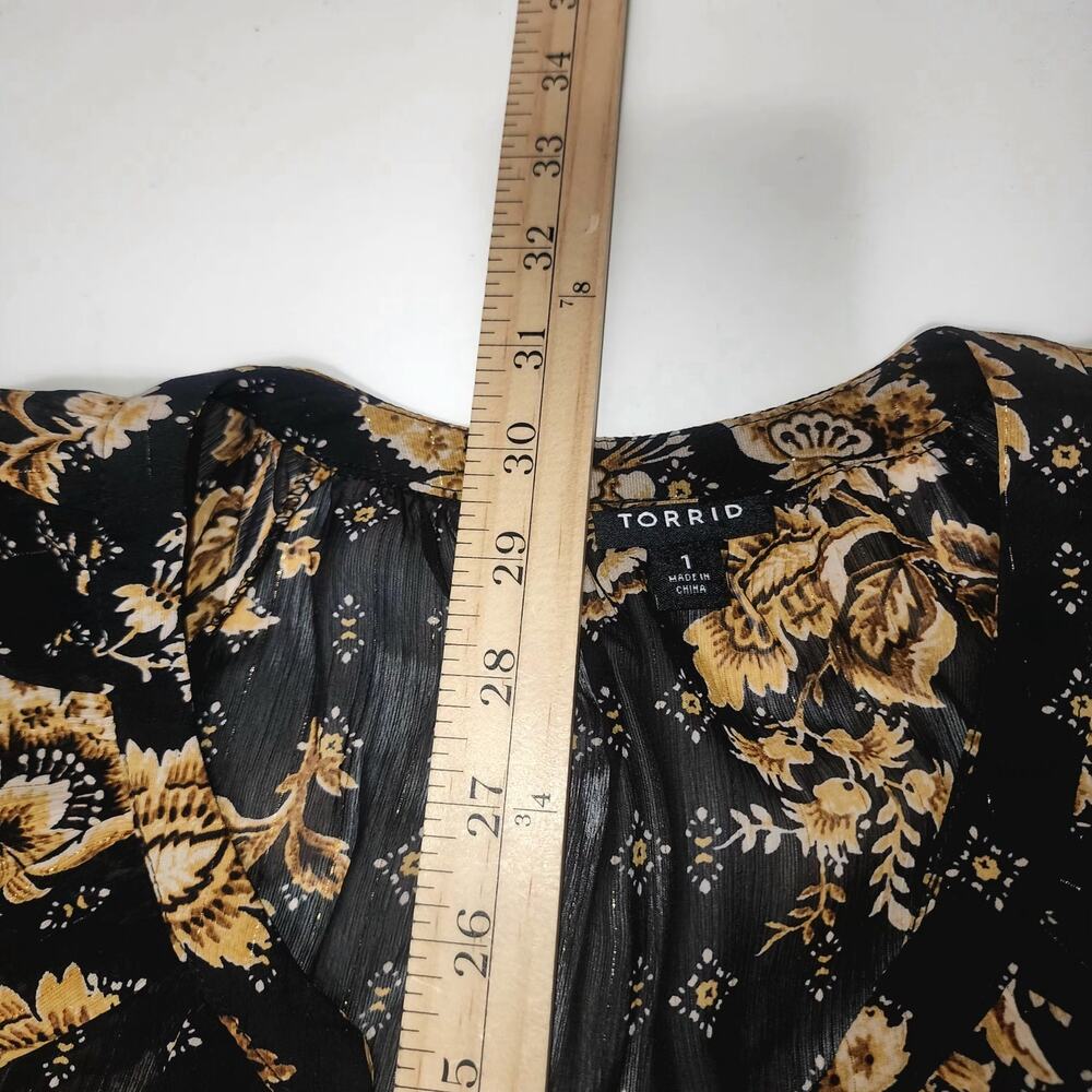 Torrid Top Crinkle Chiffon Lurex Peasant Long Sleeve Blouse Sheer corpcore fairy - Picture 9 of 10